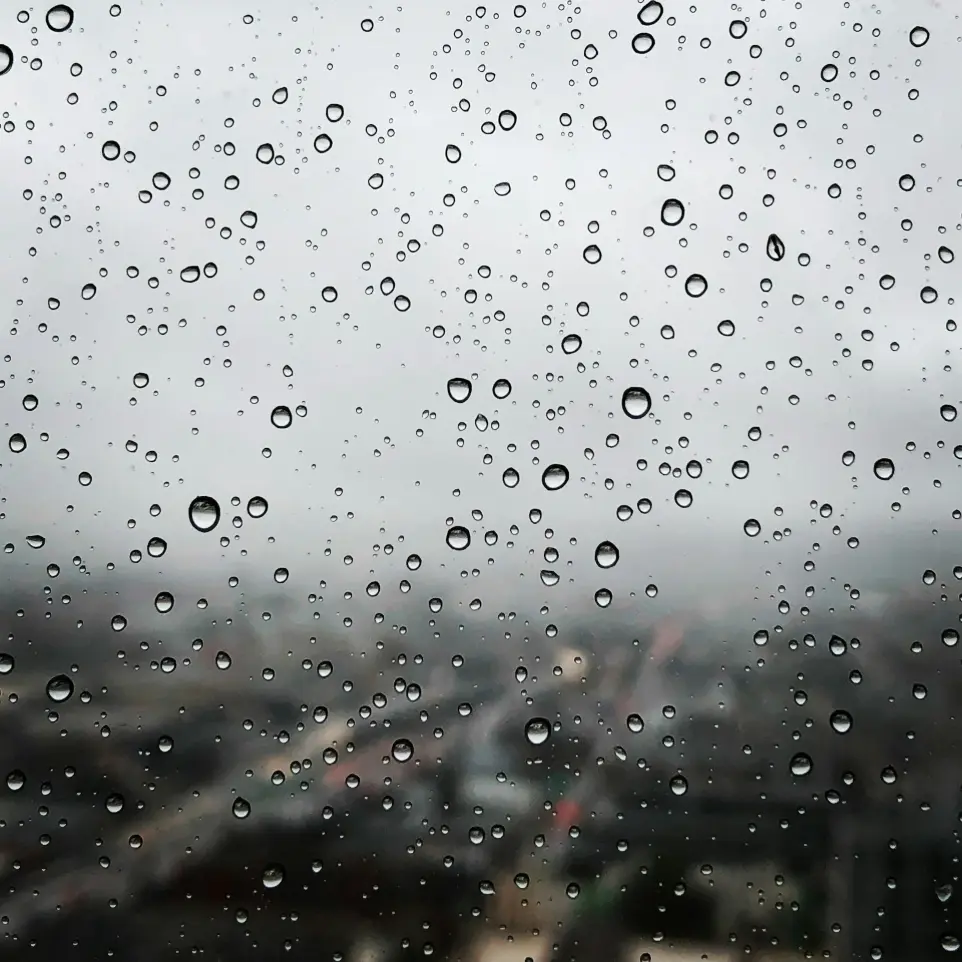 raindrops on clear window